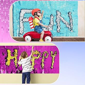 Penepico Sensory Wall Sequin Flip Fabric For Kids,0.2" Large Sequins Sensory Graffiti Fabric For