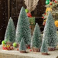 Vista 7 de Mini árboles de Navidad, decoración de Navidad artificial con 4 tamaños, botella de árbol de Navidad, cepillo, árboles, decoración de mesa de 6