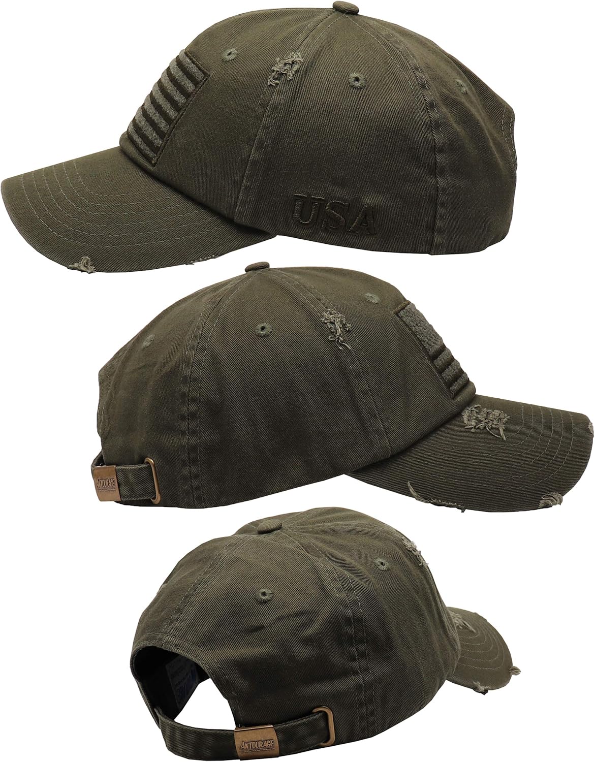 Antourage American Flag Unisex Baseball Hat for Men and Women | USA Flag Mesh Snapback Flat Visor Cap + 2 Patriotic Patches - Image 4