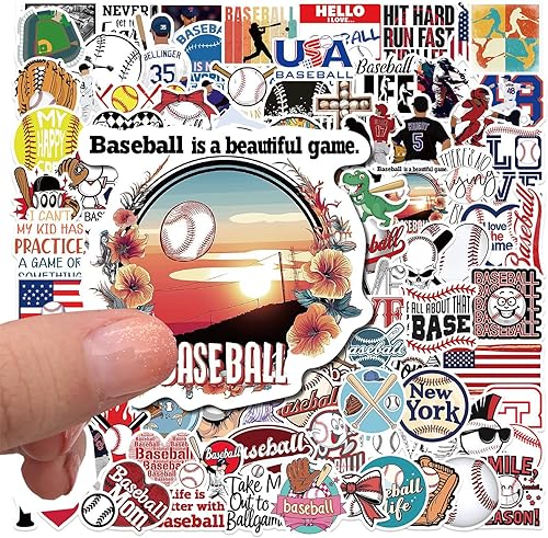 Miniatura 7 de 102 calcomanías de béisbol para álbumes de recortes, lindas calcomanías de vinilo motivacional impermeables para botellas de agua, cascos, equipaje,