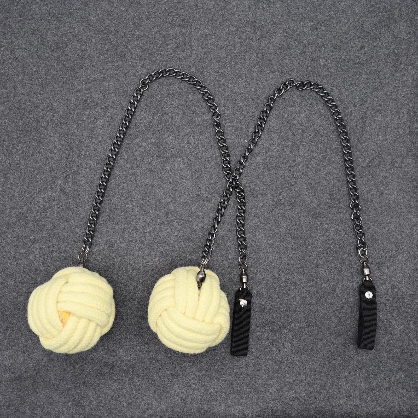 Monkey Fist Fire Poi, 3" Wick en Kevlar - Props de Flux de filation pour Le Cirque, la Danse et la Performance du feu - Set de 2 (Total Length 63cm)