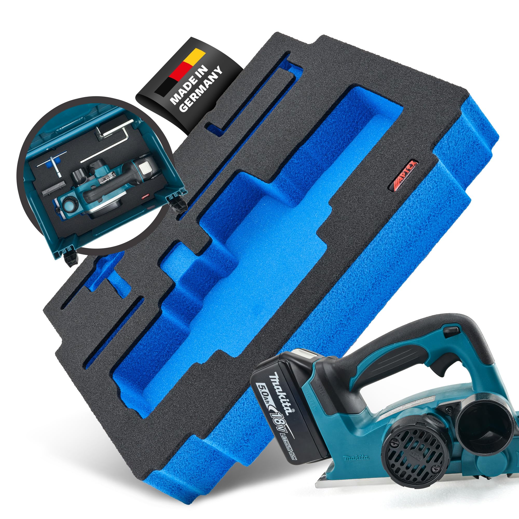 𝖠𝖯𝖳𝖤𝖷 Schaumeinlage passend für Makita Akku-Hobel DKP 180 für MakPac Gr. 3