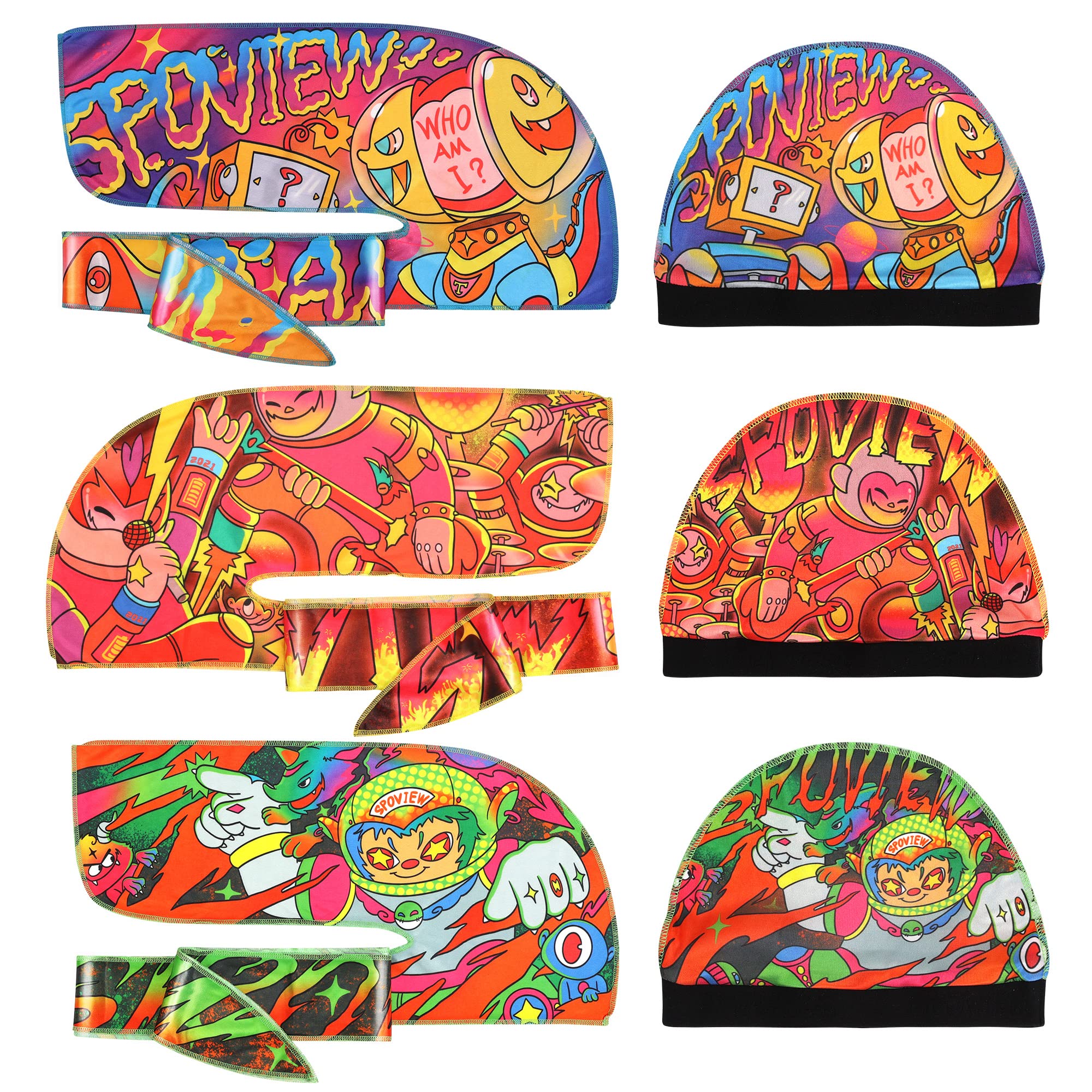 Premium Silky durag & Wave Cap(Multi Colors),Designer Durag with Long Wide Tail for 361 Wave