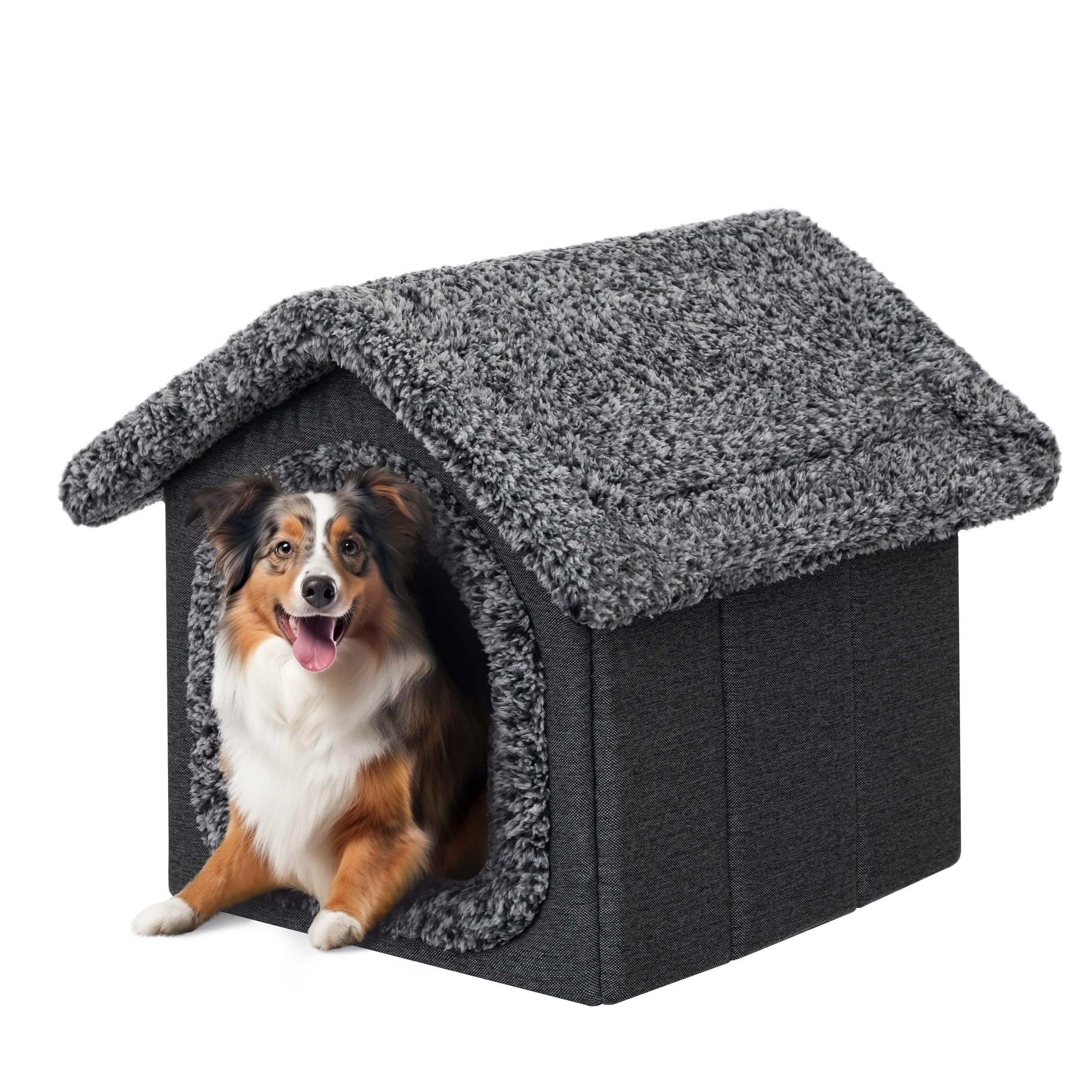 Caseta para mascotas, casa para perros, caseta para gatos, casa para perros, cojín para gatos, casa mullida, negro, 32 x 38 x 32 cm