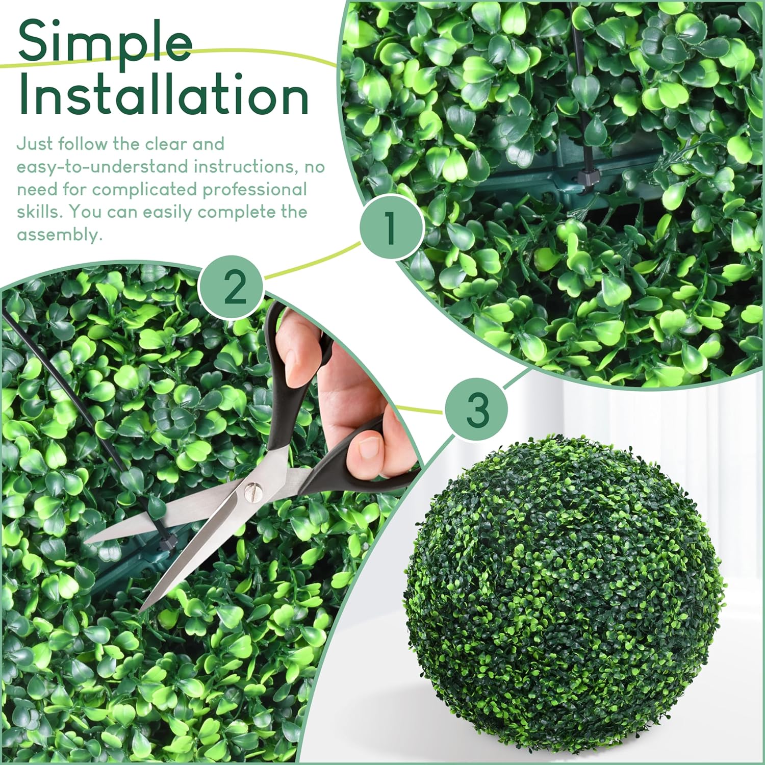 HEDGE MAZE Set of 2 Artificial Boxwood Topiary Ball, 20 Inch Large 4 Layers Faux Boxwood Ball Topiary Balls UV-Protection Artificial Plant Balls Artificial Tree Shrubs Home Decor Front Porch Door
