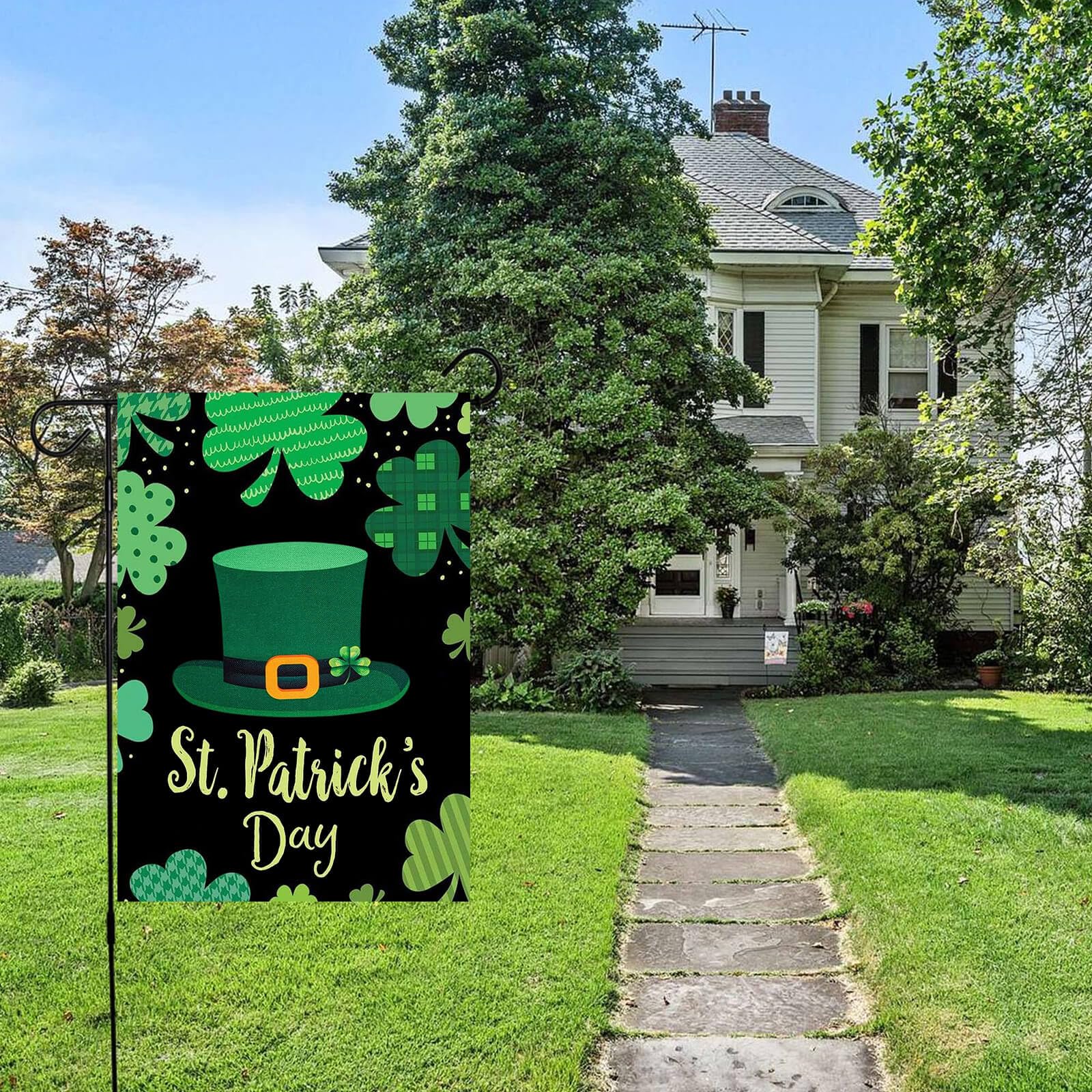 St. Patrick’s Day Gartenflagge – Doppelseitig, 30,5 X 45,7 Cm, Büffelkariert Mit Kleeblatt-Design
