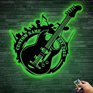 Custom Guitar Wall Art,Personalized Guitar Decorations,Metal Decor Sign for Music Room,Home,Office, Studio,Bedroom,Man Cave,Lover Gift