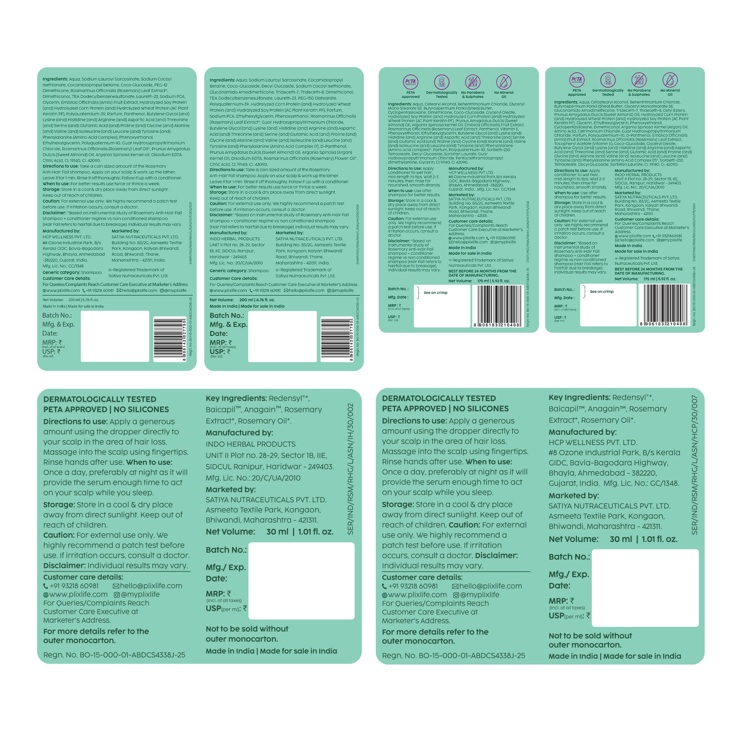 PLIX - THE PLANT FIX l Ensemble régime anti-chute de romarin avec sérum Redensyl 3 %, shampooing et après-shampoing l Réduit la chute des cheveux et renforce les cheveux l Sans sulfate et paraben l