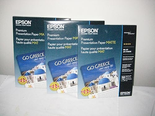 Productos Epson America Inc. - Papel de presentación, mate, 45 libras, 8-12 x 11 pulgadas, 50PK, NOSOTROS - Se vende como paquete de 3 - El papel de