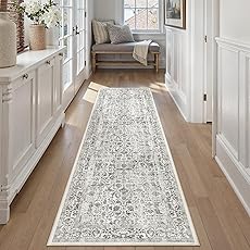 Dark Black Runner Rug 2x8 Hallway Machine Washable Kitchen Vintage Distressed Non Slip Long Carpet Indoor Retro Floral Bedroom Accent Throw Rug for Bathroom Office Laundry Dining Room