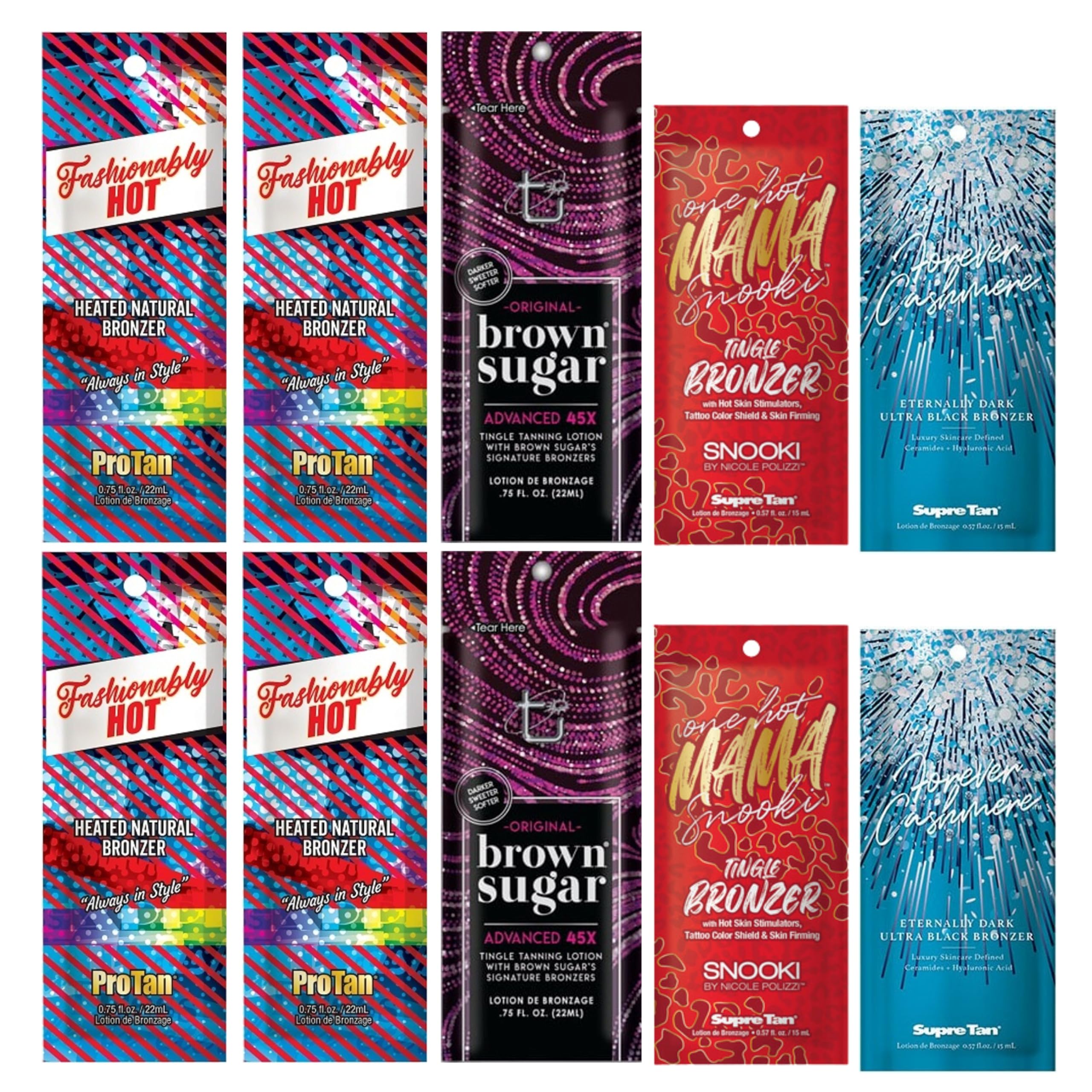 Supre 10 Assorted Tanning Bed Packets with some Tingle, Brown