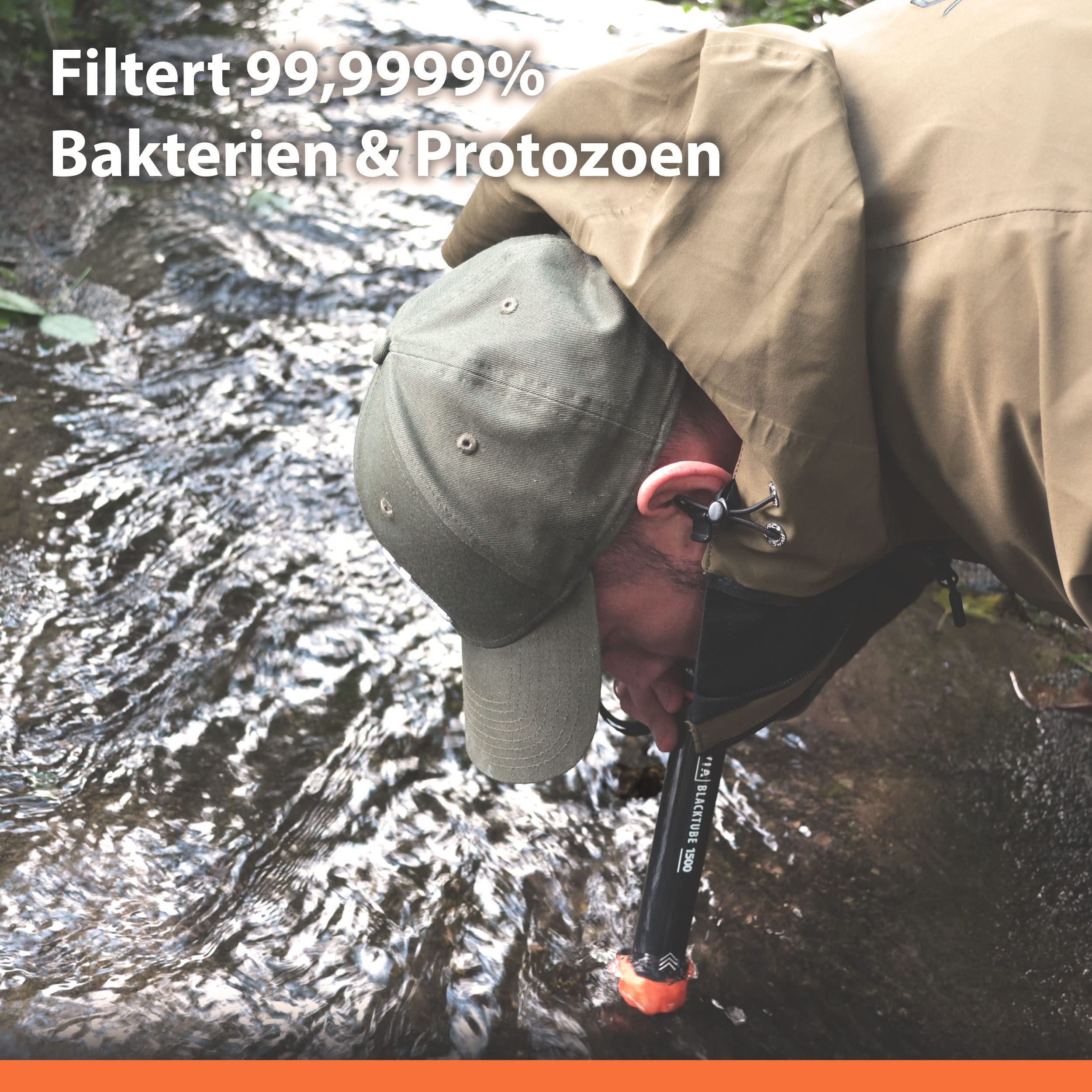 PLUVIA® Blacktube Filtre à Eau D'extérieur Avec Mousqueton Et