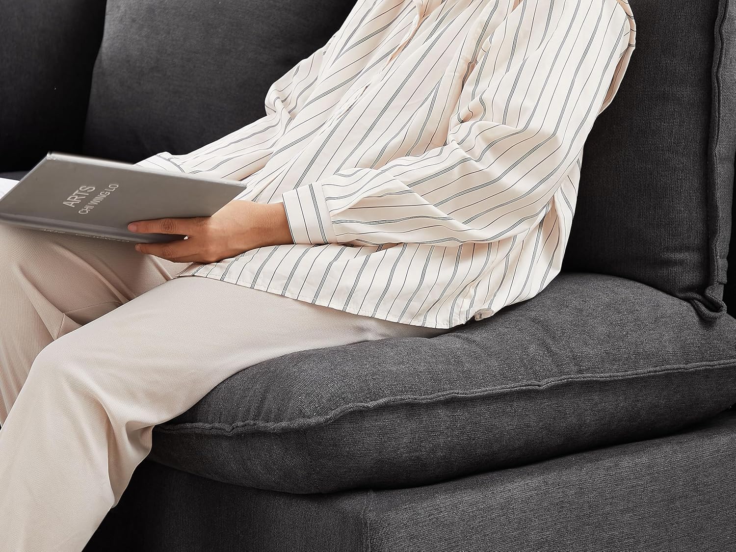 Modular Sectional Sofa, Convertible U Shaped Sofa Couch, Modular Sectionals with Ottomans, 6 Seat Sofa Couch with Chaise for Living Room (Dark Gray, U Shape)