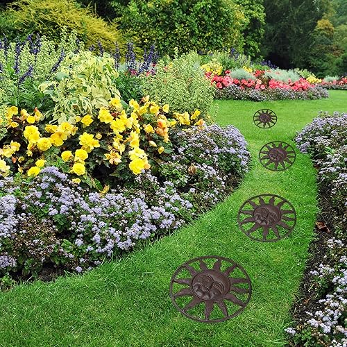 Miniatura 6 de BRASSTAR Hierro fundido Stepping Stone Fairytale Sun Design Jardín Césped Cama de flores al aire libre Decoración de tierras de cultivo TQZDPT65