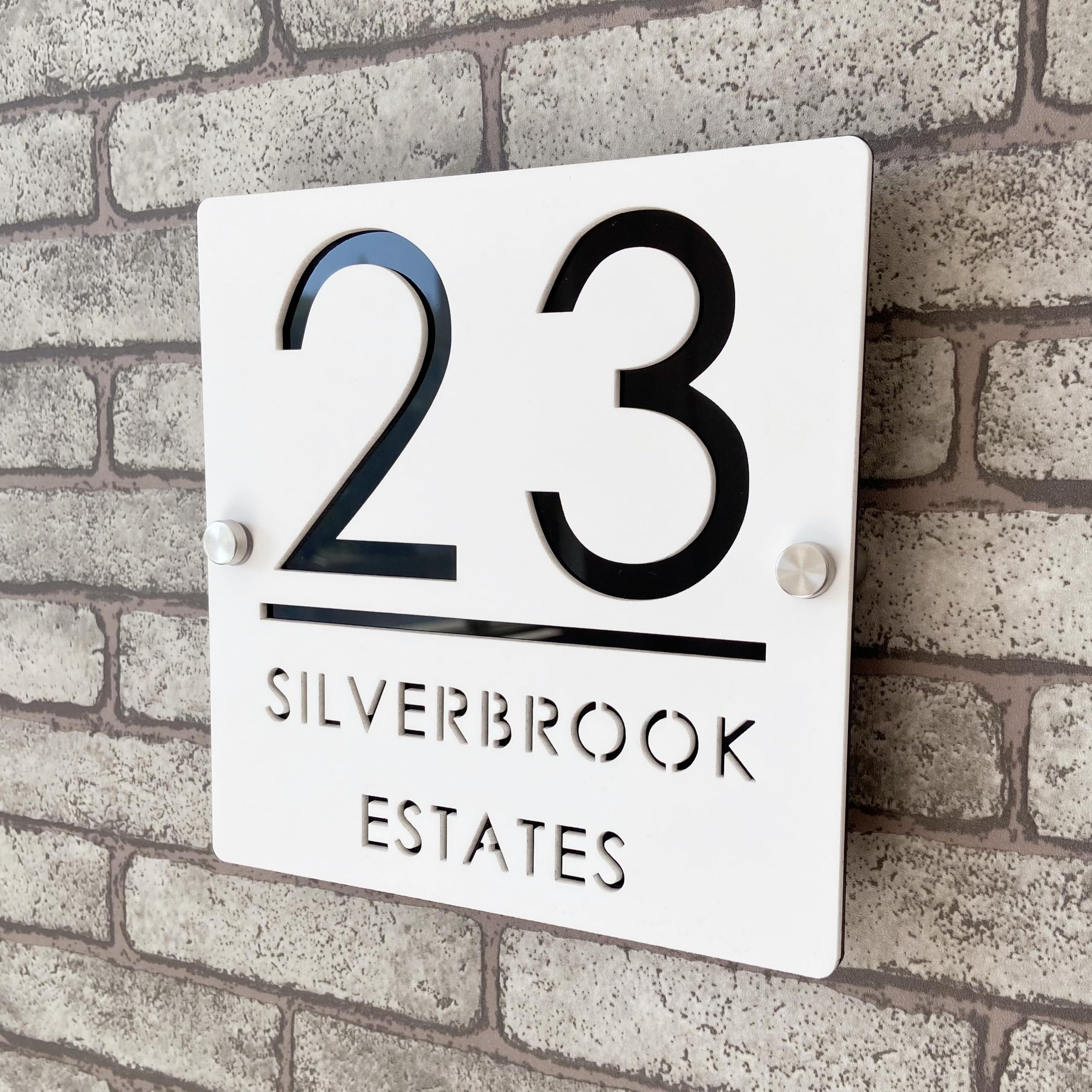 Placa de Número de Casa Personalizada 3D en Acrílico Negro y Plateado, Números Flotantes, Señalización Resistente al Clima para Puerta Interior y Exterior, Ideal para Hogar, Hotel, Apartamento, Tienda