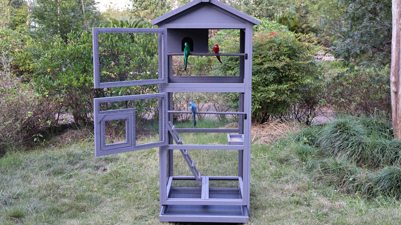 Aivituvin Large Bird Cage With Wheels - Outdoor/Indoor Aviary For Parakeets, Doves, Finches