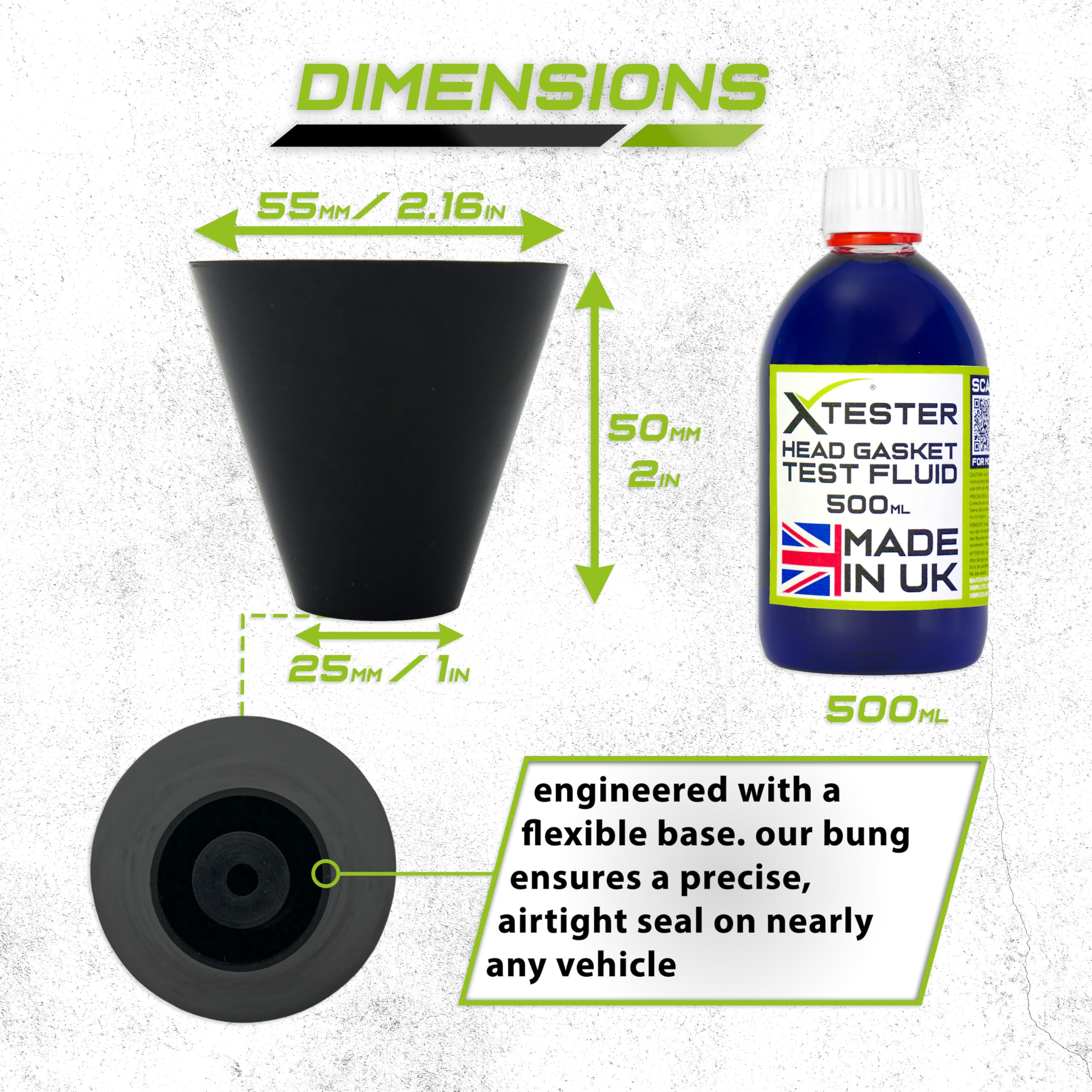 X - Kit tester CO₂ PRO per guarnizioni della testa, prodotto nel Regno Unito, 500 ml, rileva guasti alle guarnizioni della testa, perdite di liquido refrigerante, contaminazione da gas di combustione