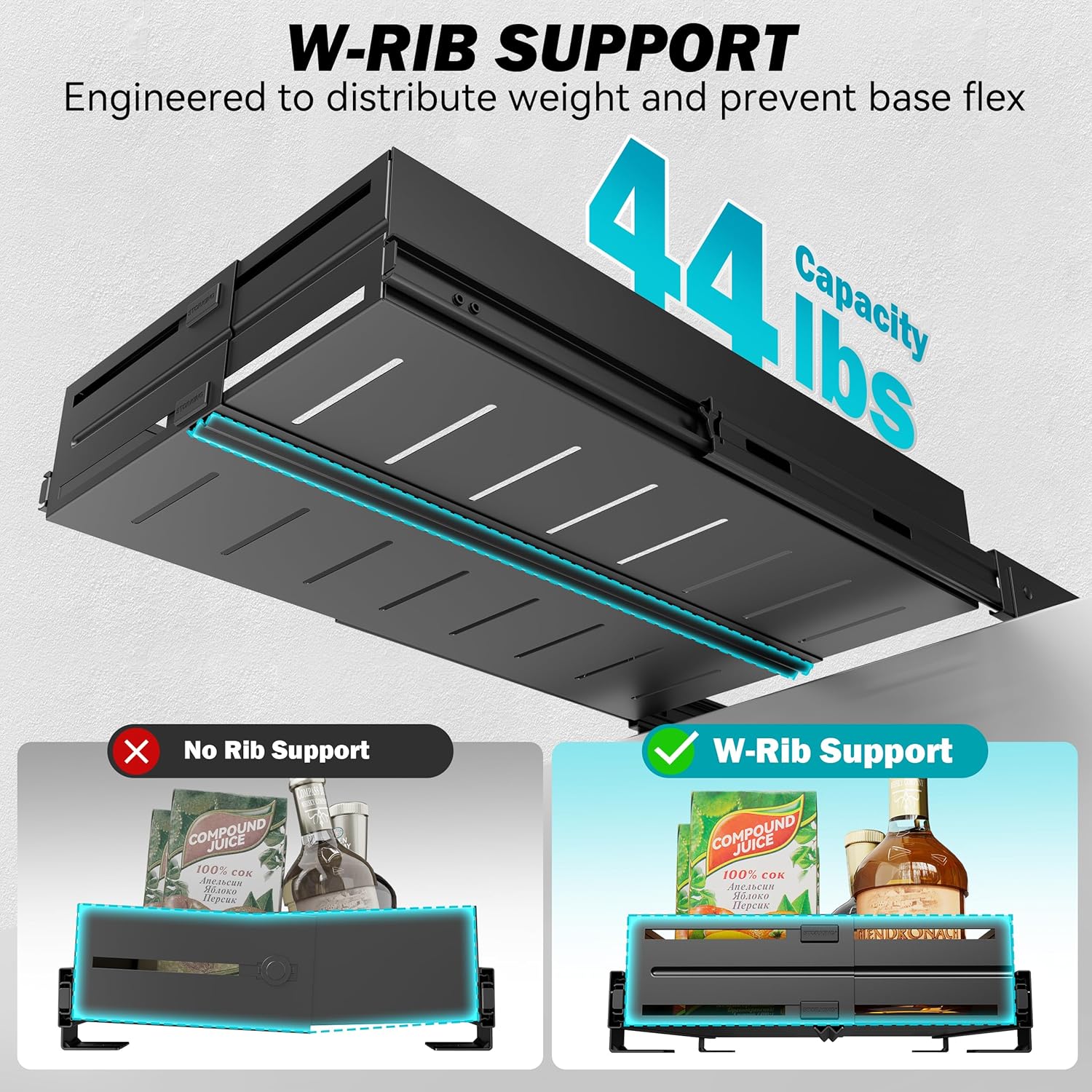 Pull Out Cabinet Organizer, Expandable Width 13"-22", Heavy Duty Metal Slide Out Drawers for Cabinets, Expandable Cabinet Pull Out Shelves for Kitchen, Pantry, Bathroom, Black