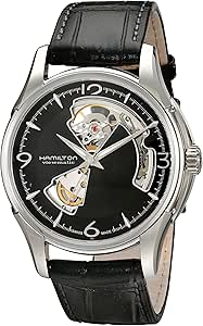 Hamilton Men&#39;s HML-H32565735 Jazzmaster Open Heart Analog Display Swiss Automatic Black Watch