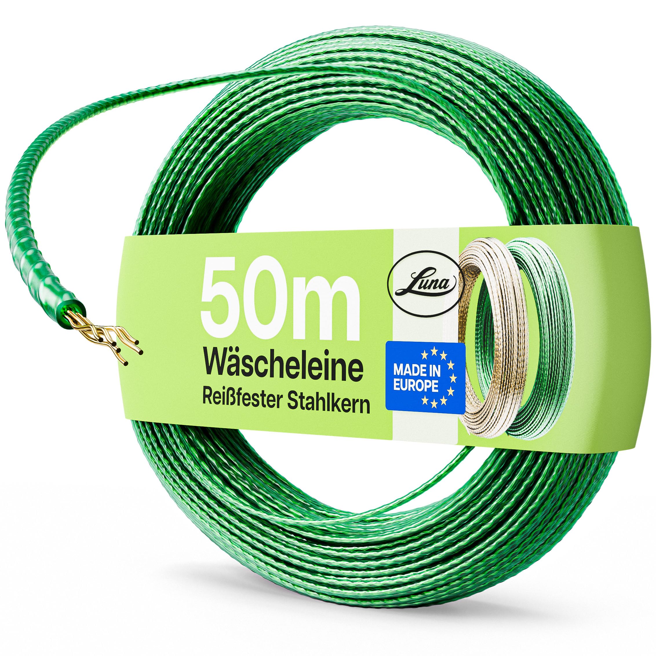 Keim 535007 Lina stalowa 50 m, tworzywo sztuczne, 17 x 3 x 3 cm, zielona