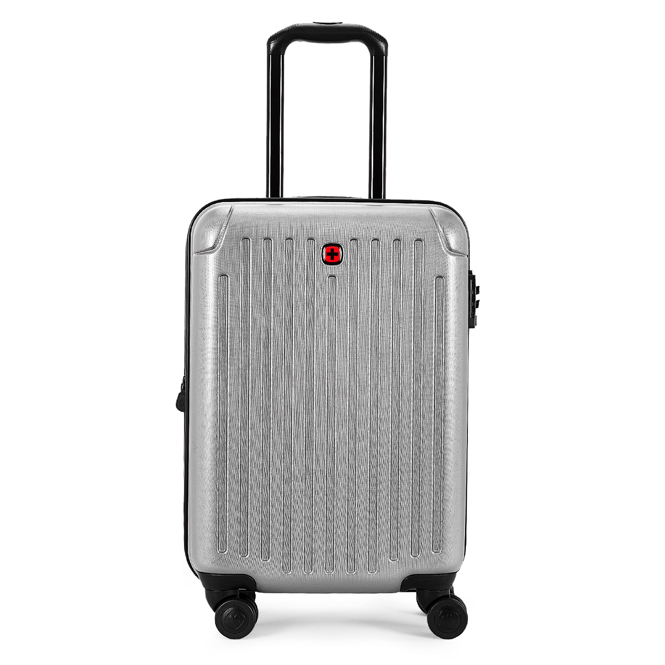 WENGERCarry-on Hardside Suitcase, Hard Shell Cabin, 4 Spinner Wheels & TSA Approved Combination Lock, in Silver (32 litres)-Blend of Style & Function, Swiss Designed, 611448, Small
