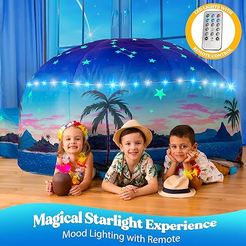 Miniatura 10 de W&O Galactic Aerodome con luces LED  Fuerte de tienda de campaña de aire  Tienda de campaña inflable para niños  Tienda de campaña para niños y