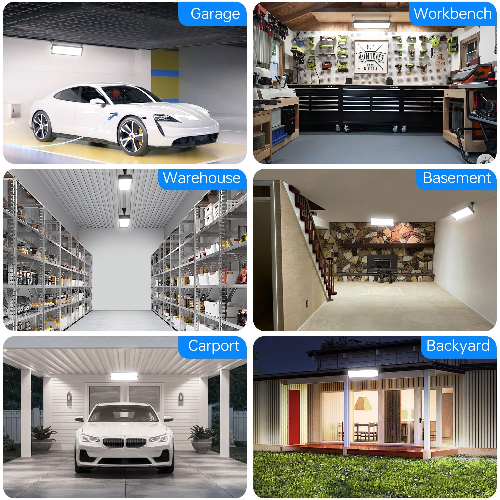 150W LED Shop Light 18000LM 6000K Daylight White Super Brighter IP66 Waterproof Garage Light with 10 FT Cord — view 7