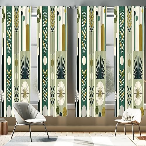 Miniatura 27 de Ambesonne Cortinas retro para ventana, diseño hipster alegre, cámaras de fotos analógicas antiguas, equipo de película estilo garabato, decoración