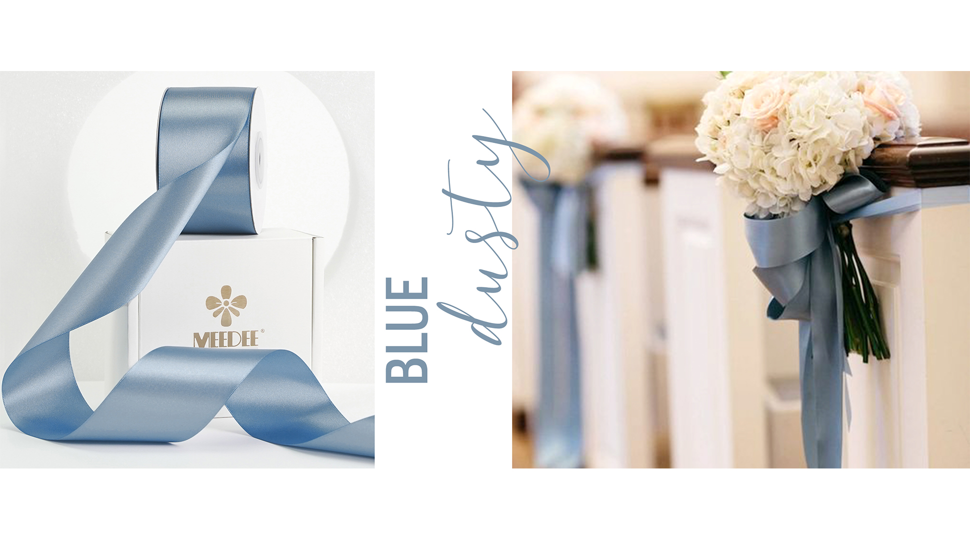 Amazon.com: MEEDEE Dusty Blue Satin Ribbon 2 Inch Dusty Blue