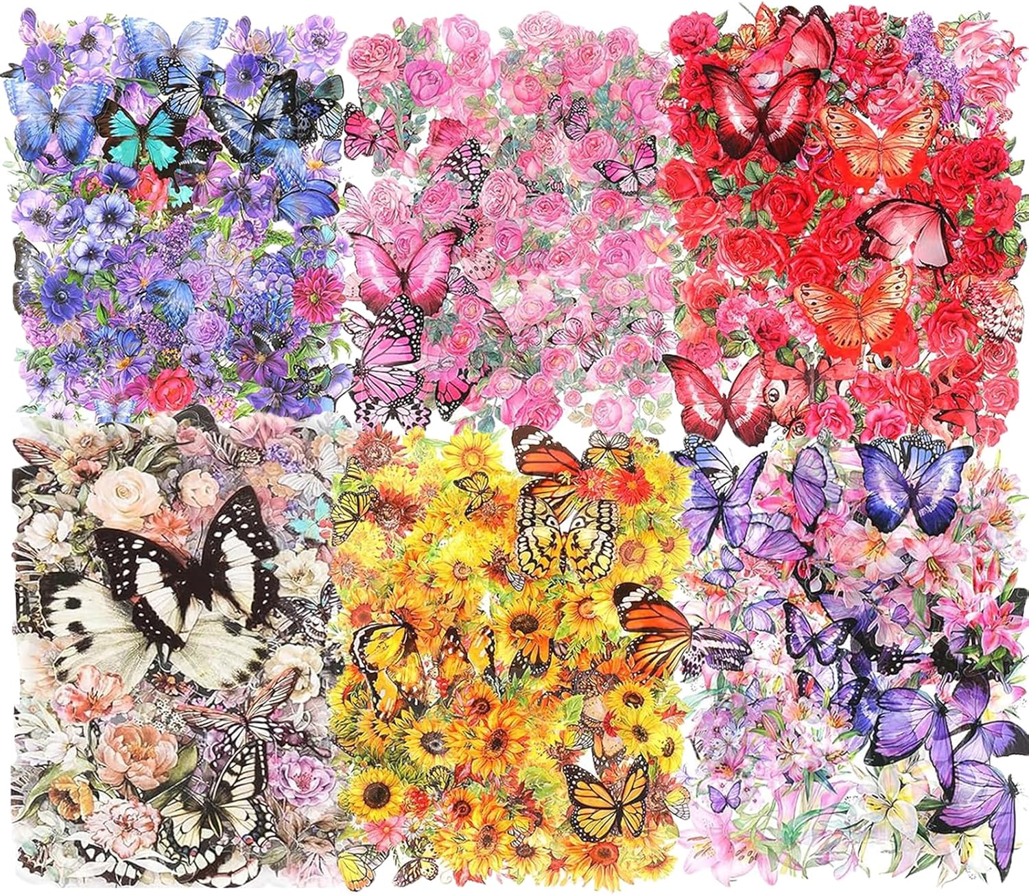 300Pcs Natural Flower Stickers for Scrapbooking,Self