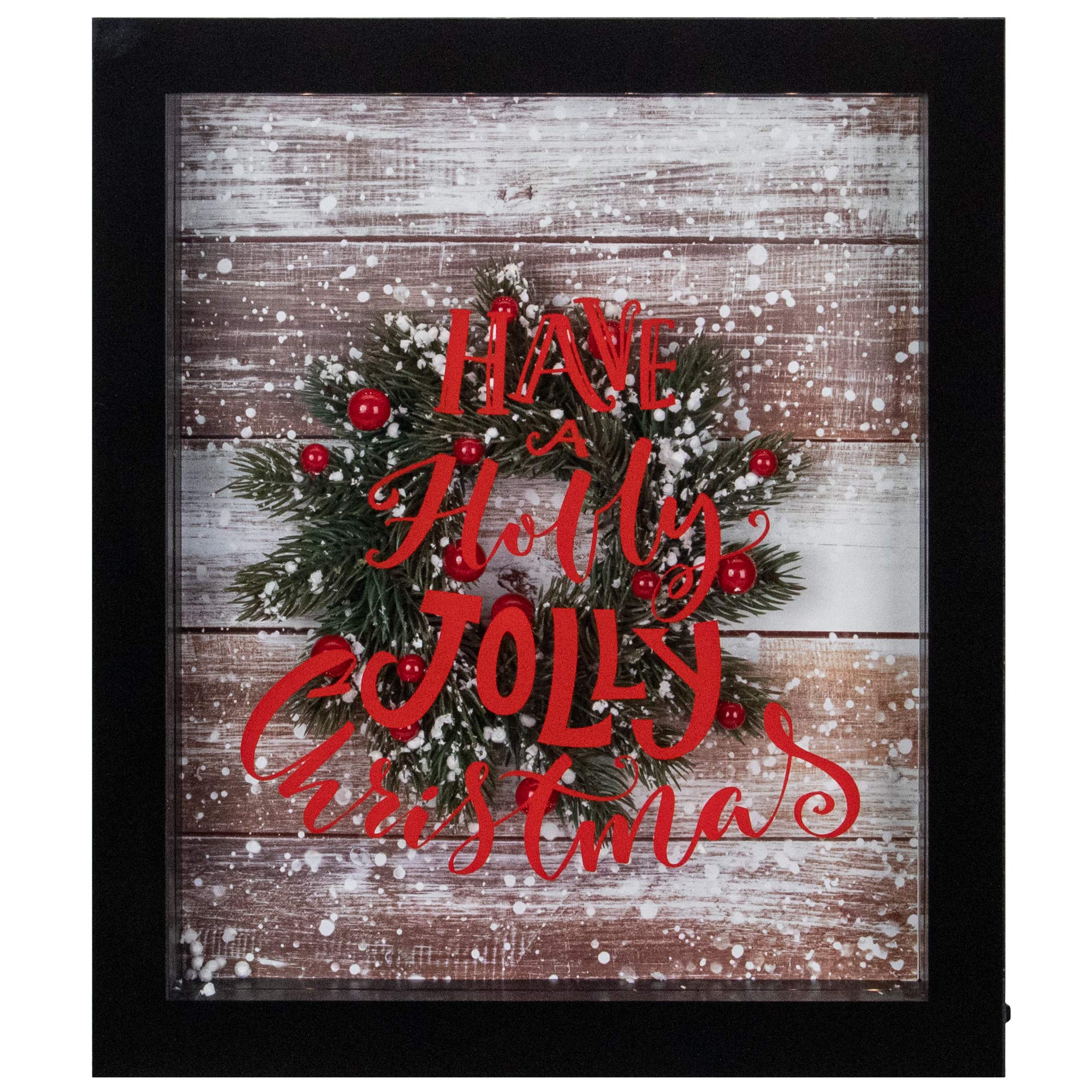 LED Lighted Framed Have A Holly Jolly Christmas Wreath Wall Art - 14