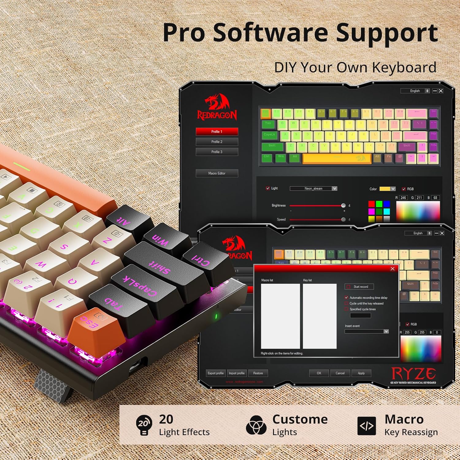 Redragon K633 Keyboard software interface