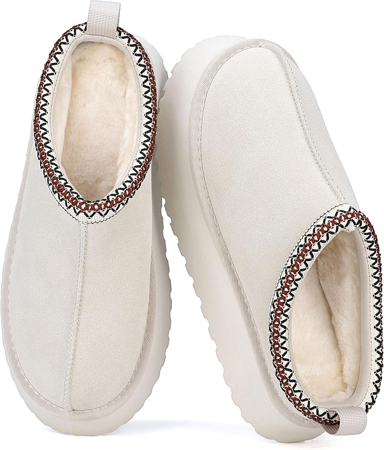 Mishansha Suede Slippers for Women Mini Fur Lined Clogs Fashion Slip on Winter Boots Fuzzy Snow Warm Shoes