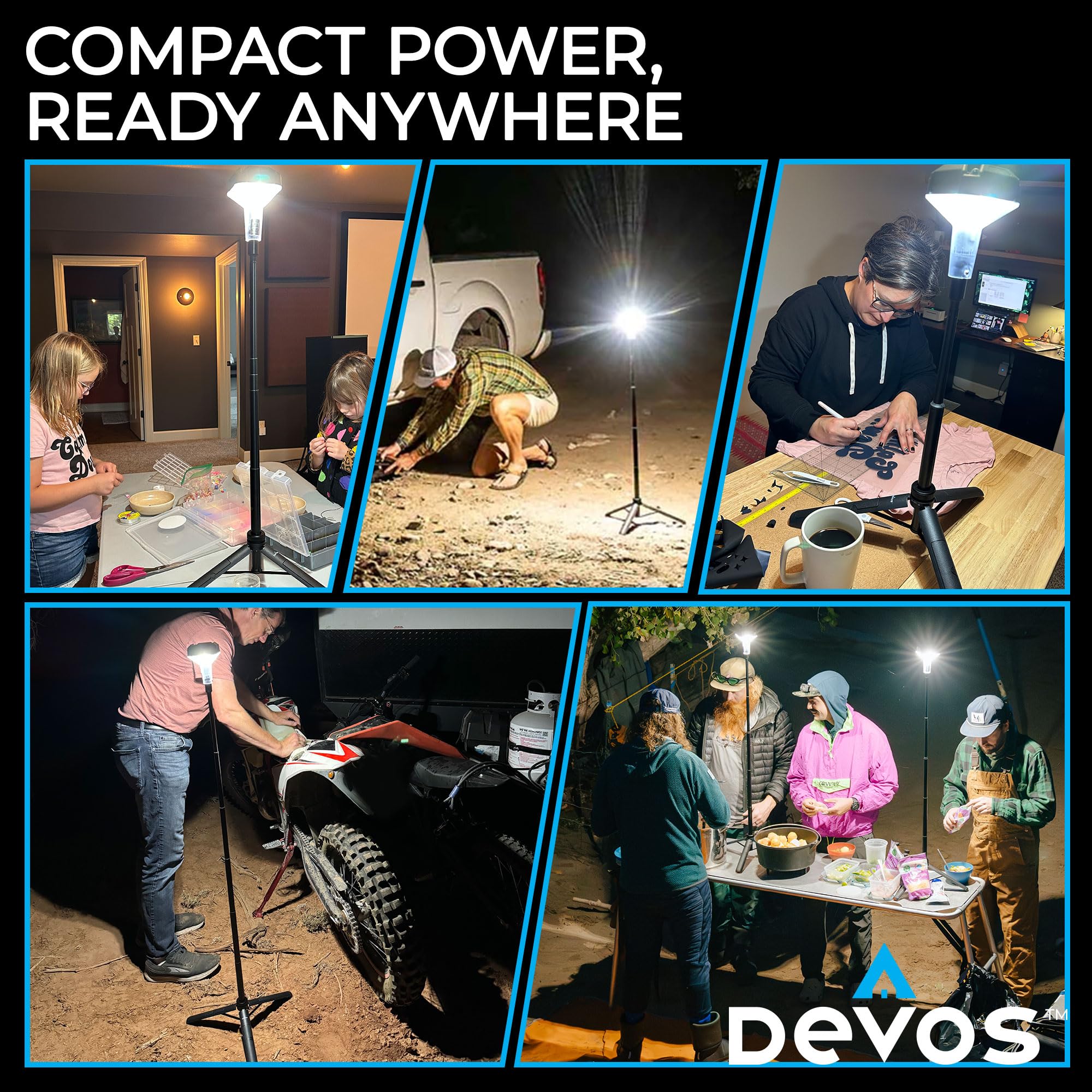 DEVOS - LIGHTRANGER 800 Mini Telescopica Campeggio Luce, 4,5 Alto con 800 Lumen, Ultra Compatto e Portatile, Lanterna LED Ricaricabile, Fino a 30 Ore di Autonomia, 1 Anno di Garanzia, Include Custodia