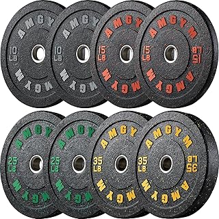 2 Inch Bumper Plates，10-500lbs，Barbell Rubber Olympic Weight Plates Set for Home Gym, Strength Training & Weight Lifting, Multiple Options Colors