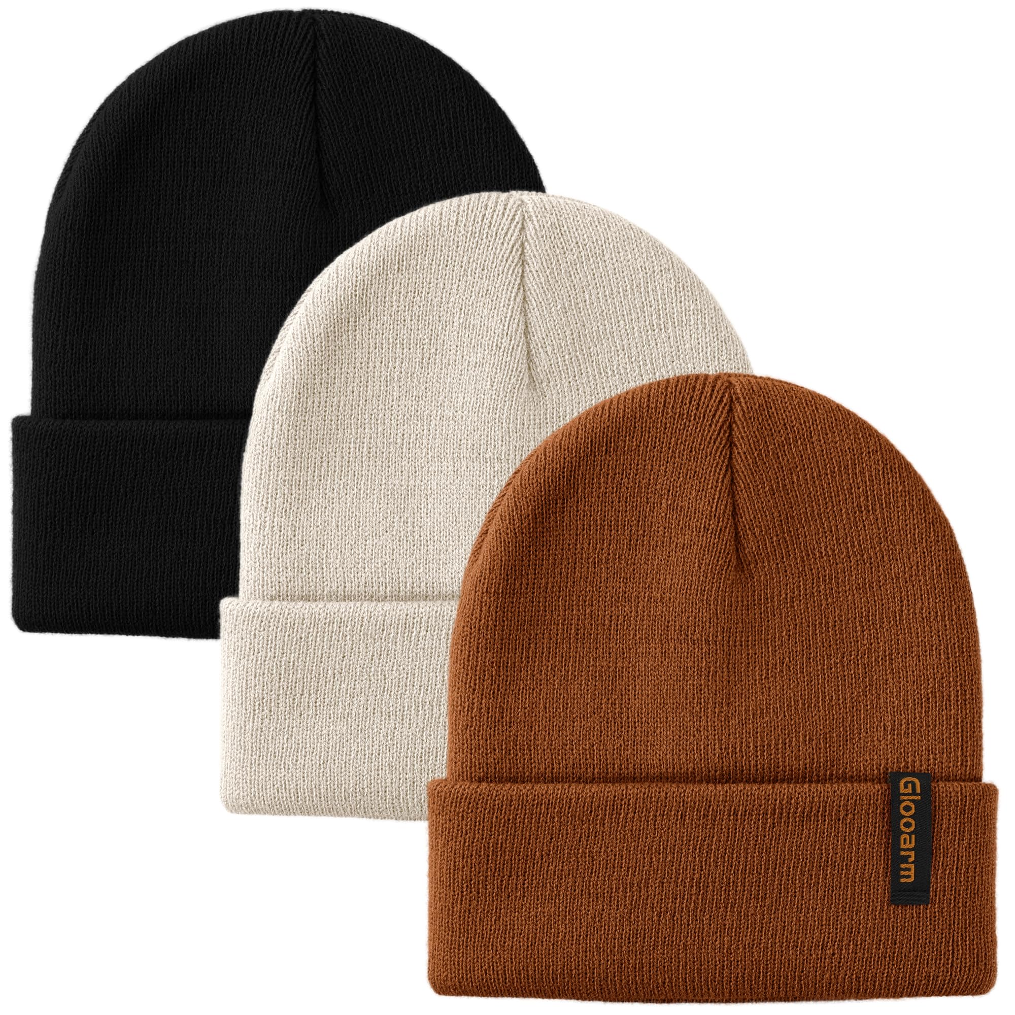 Glooarm 3 Pack Toddler Beanies Kids Winter Ribbed Warm Hats