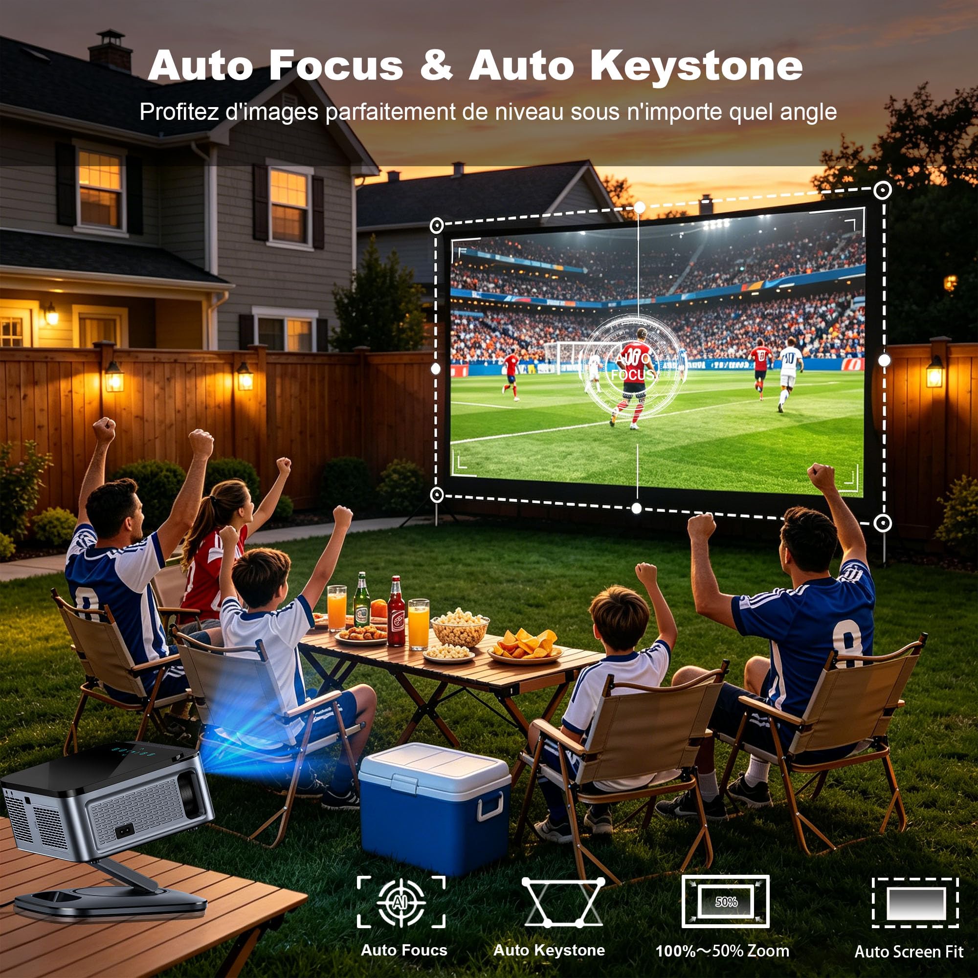 Google TV Videoprojecteur 1500 ANSI Autofokus 4K WiFi6 Official Apps | Projecteur Video 38000 Lumen FHD, Rotation 360°, Live TV, Projecteur Bluetooth Contrôle Vocal, Projector Home Cinéma