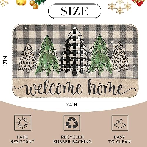 Miniatura 3 de Erweicet Tapete de Navidad de bienvenida de Navidad, antideslizante y lavable, tapete de invierno con parte trasera de goma, para árbol de Navidad,