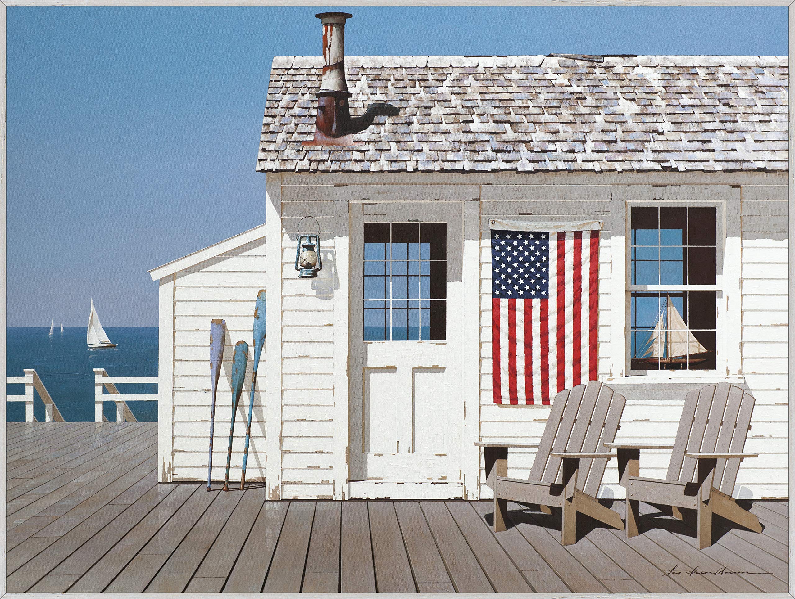 McGaw Graphics Dockside Flag by Zhen-Huan Lu Framed Print, 24x32, Multi