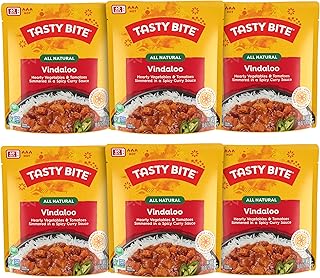 Tasty Bite Hot & Spicy Vindaloo, 10 Ounce, Pack of 6, Ready to Eat, Microwavable Entree, Sweet & Sour, Vegetarian