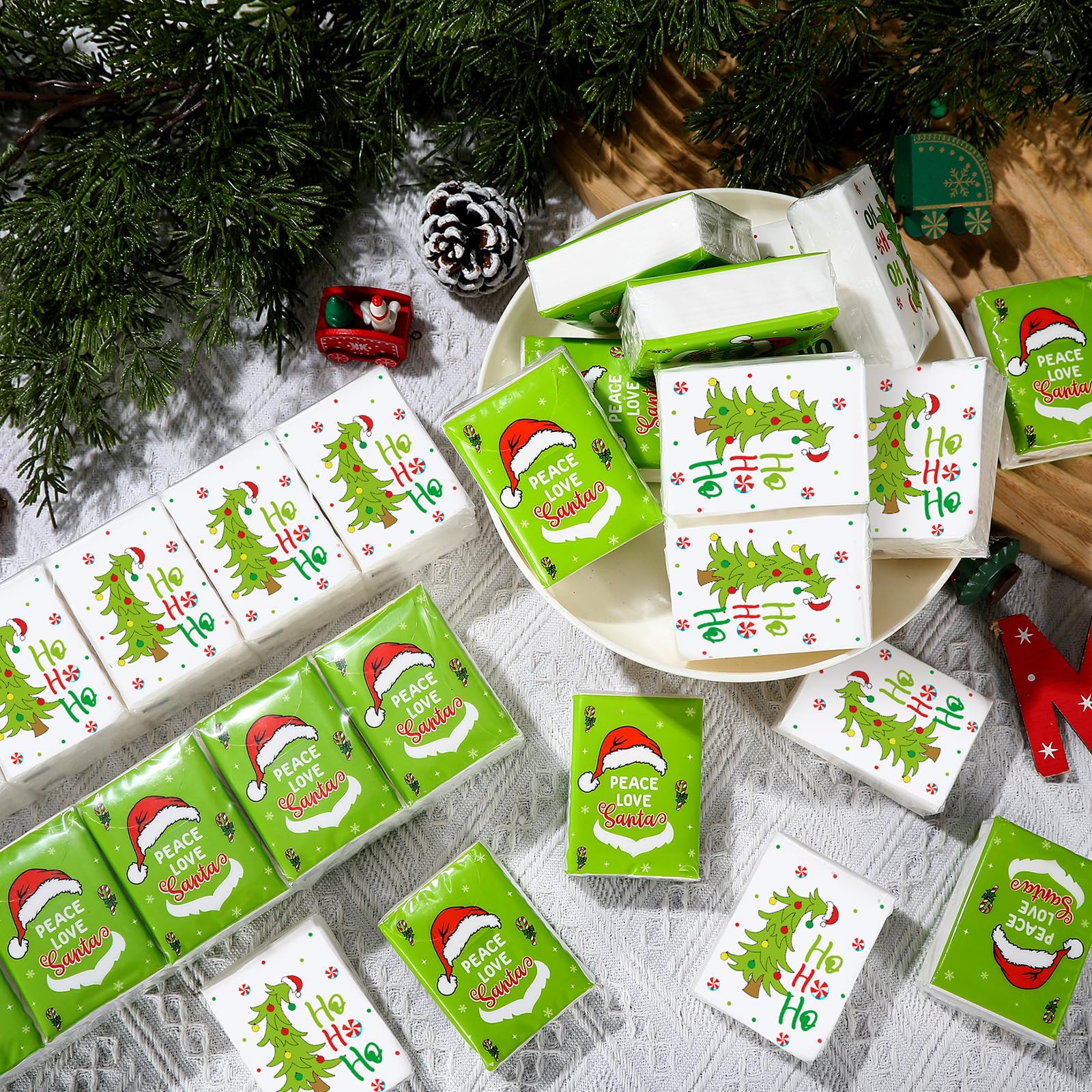 Fourluoo Confezione da 100 fazzoletti tascabili, confezione singola, 3 veli, mini fazzoletti per il viso, formato da viaggio, per estate, autunno, Natale, feste di nozze (stile romanzo)