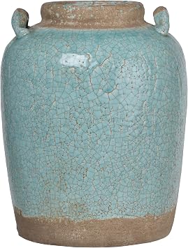 A&B Home Candia Ceramic Vase, Pale Turquoise, 11 by 14-Inch