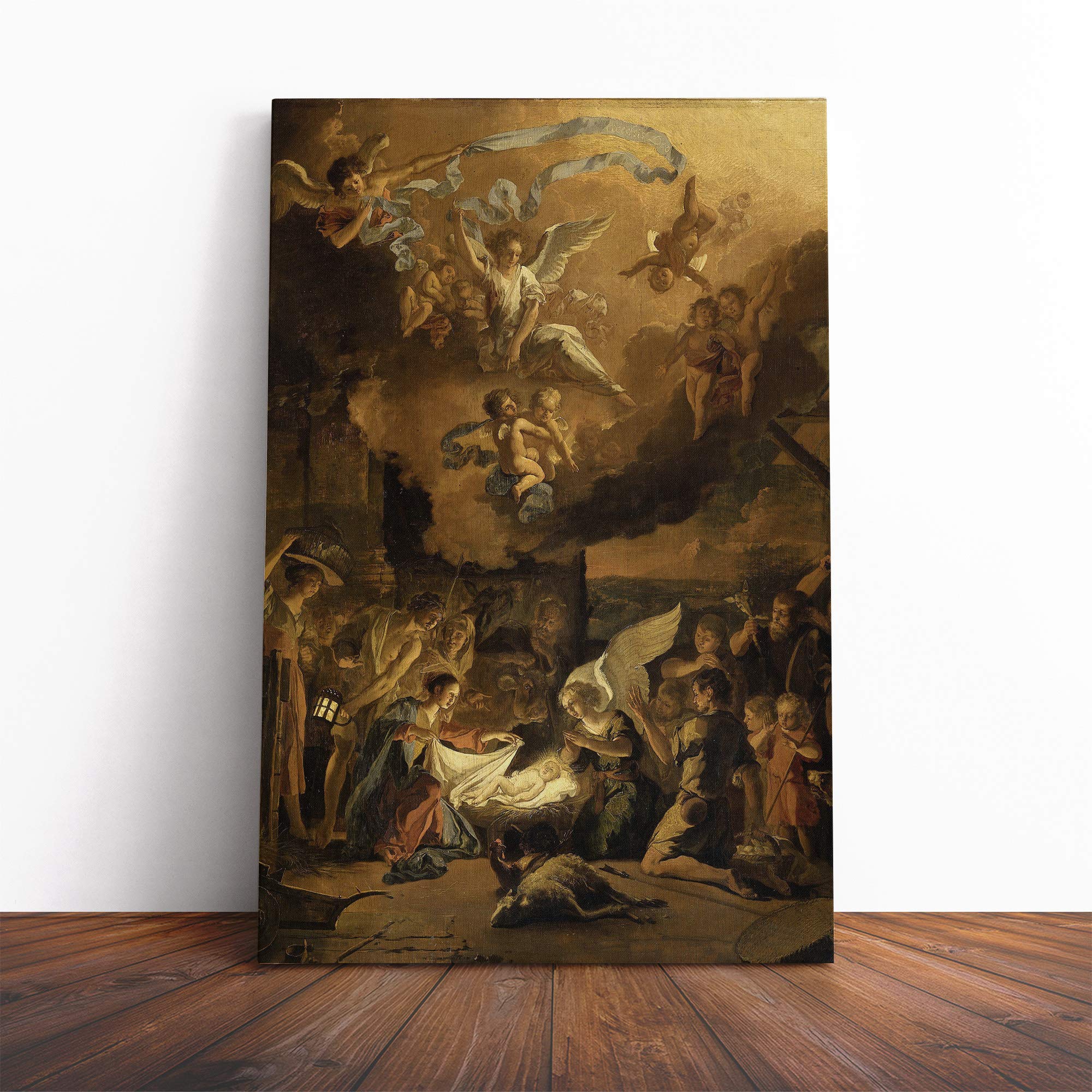 Abraham Hondius The Adoration of The Shepherds Canvas Print | Gallery Wrapped 30mm Frame Wall Art | 30x20 inches | Ready to Hang | Modern Picture | Living Room Bedroom Lounge Office