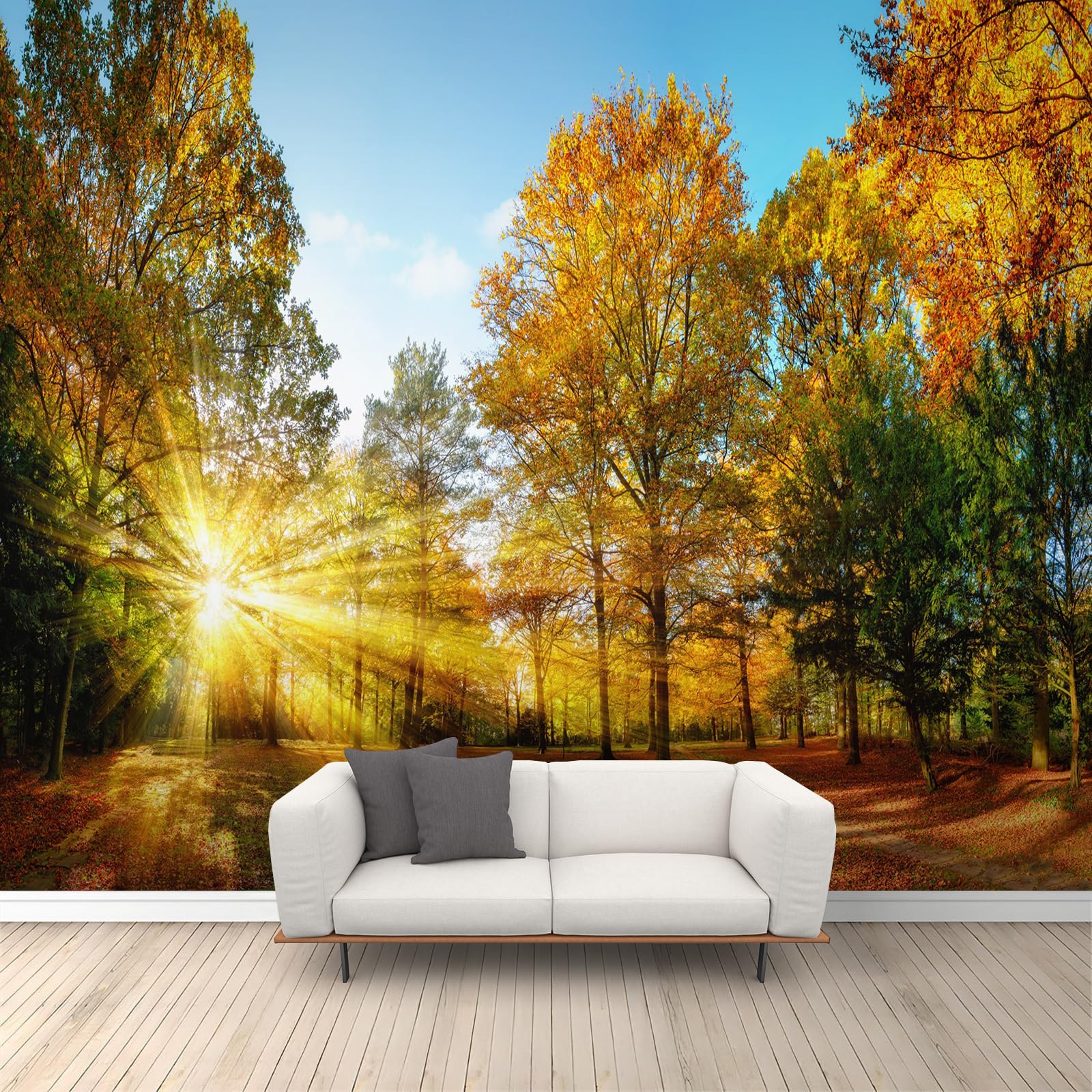 Papier peint mural 3D forêt d'automne autocollant paysage 250x175cm