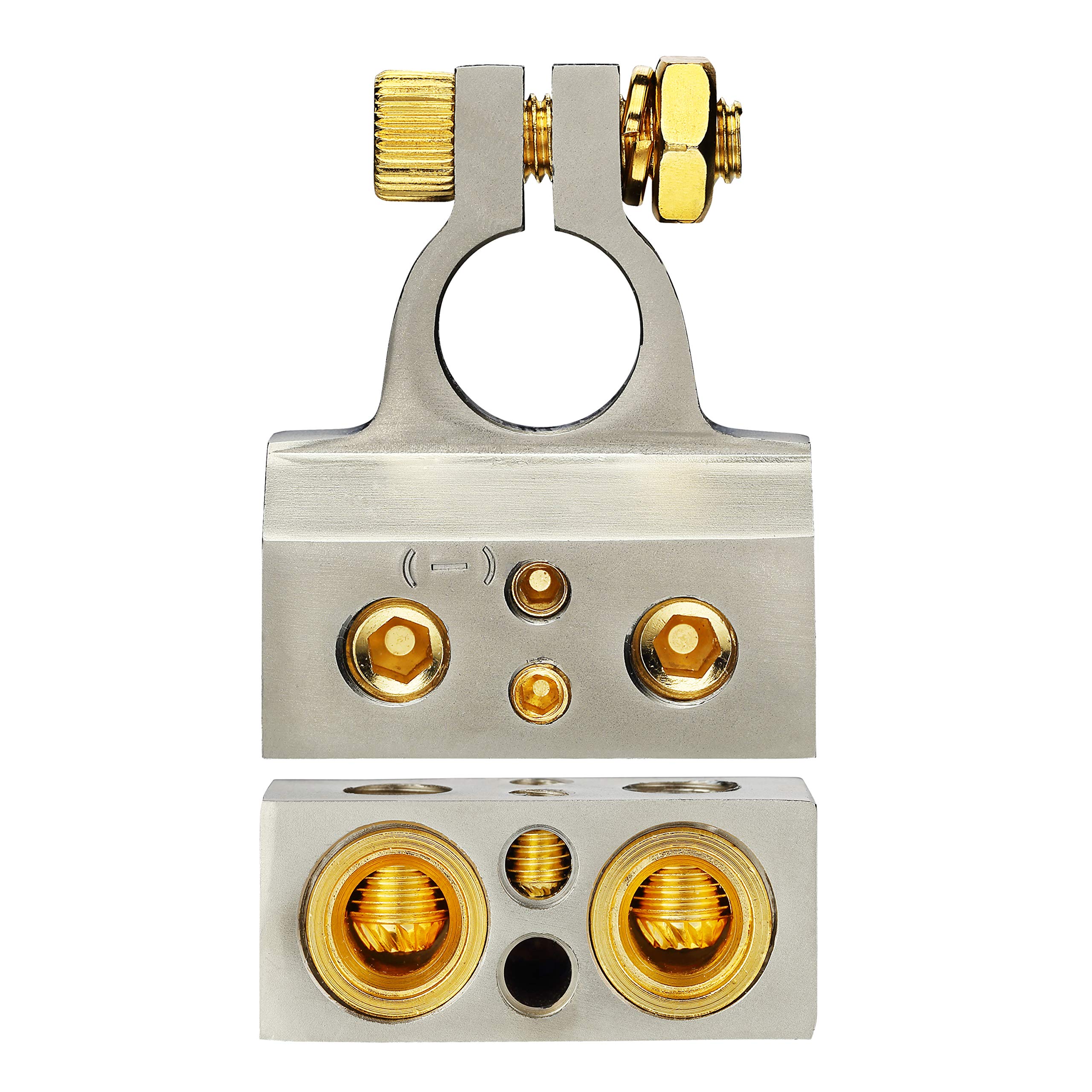 Freajoin Car Battery Terminal Connectors Kit - Positive & Negative With 2 Shims (Fits 0/2/4/8/10 AWG)