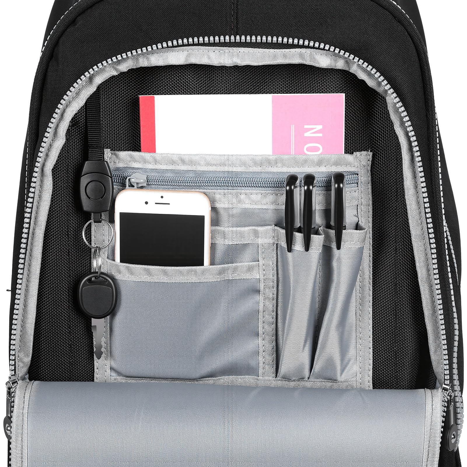 Reiserucksack mit Rollen, 48,3 cm Rolltasche, Laptop-Trolley-Trolley-Tasche, Handgepäck-Koffer für Erwachsene, Business, Uni, Arbeit, Übernachtungsrucksack, Schwarz , S, Klassisch