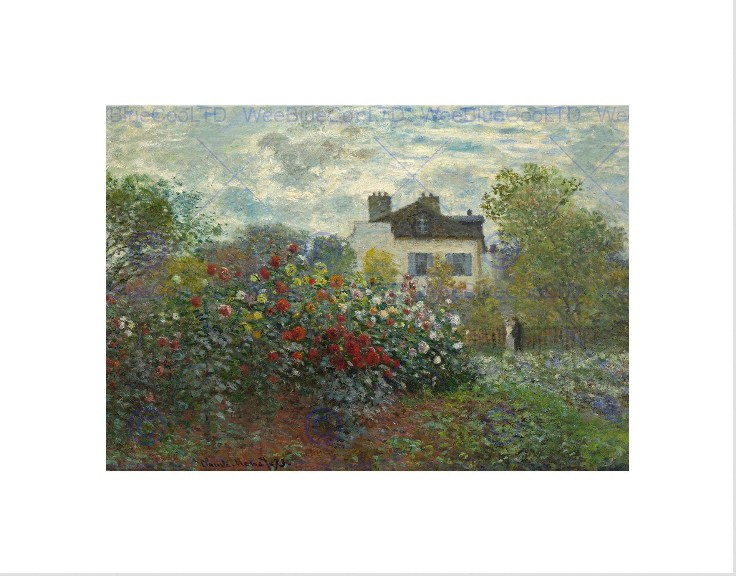 Wee Blue Coo Claude Monet French Artist Argenteuil Corner Garden Dahlia Wall Art Print