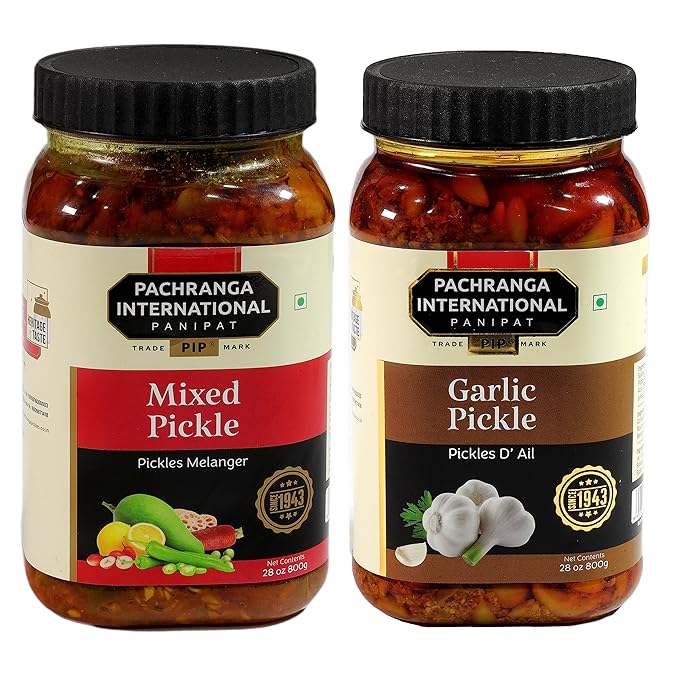 PACHRANGA International PIP (2 in 1) Combo Pack of Mixed Pickle- 800gm & Garlic Pickle- 800gm