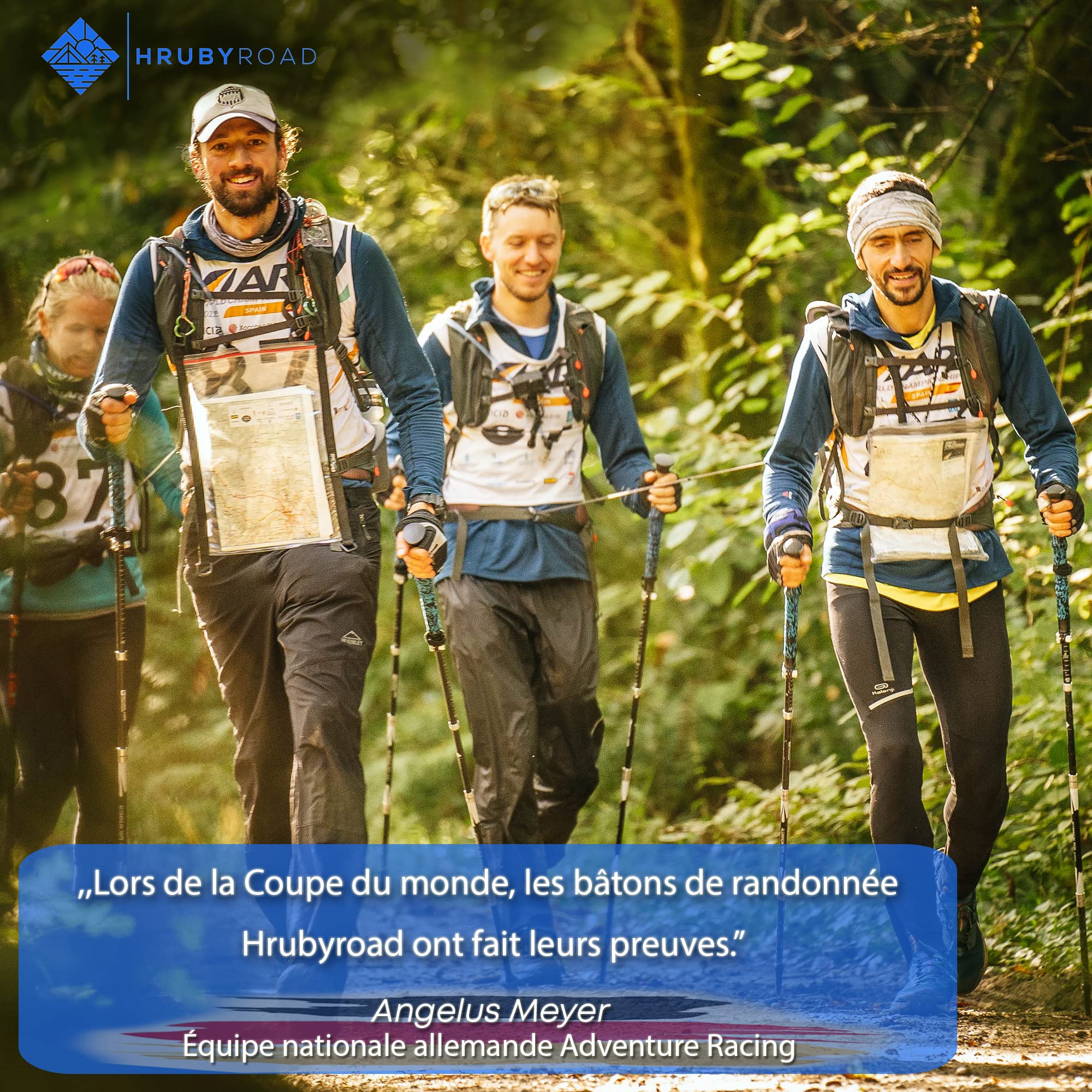 HrubyRoad® Bâtons de randonnée télescopiques | Bâtons de Marche Nordique pour Femmes et Hommes | Bâtons de Trekking Ultra-Stables [avec 6 Embouts]