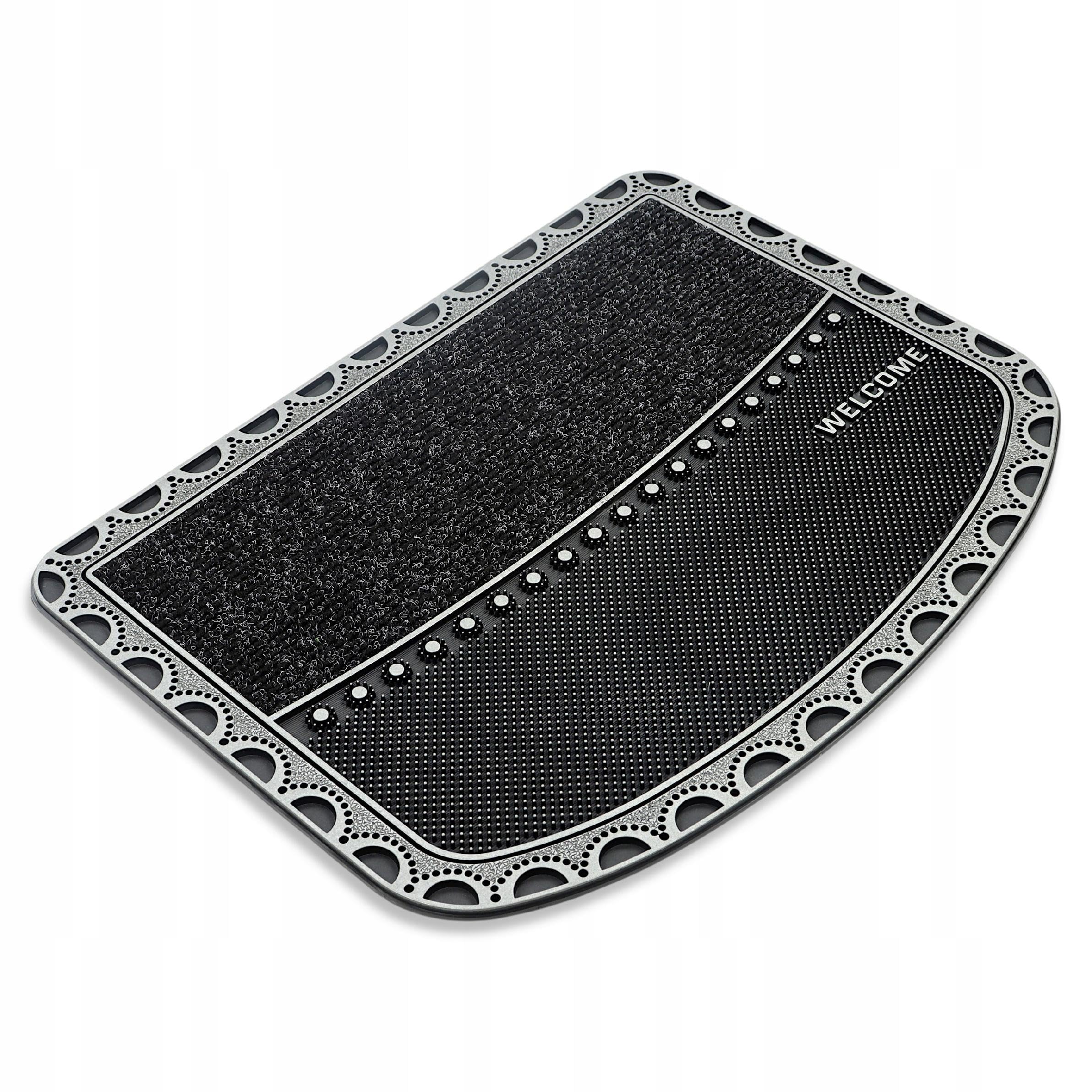 Fußmatte Außen 57x75 cm – stabile Gummimatte mit Doppelstruktur, Schmutzfangmatte mit Fasern & Gummi-Noppen, rutschfest, Wetterfest, Türmatte - Türvorleger Silver Langfristig Haltbar